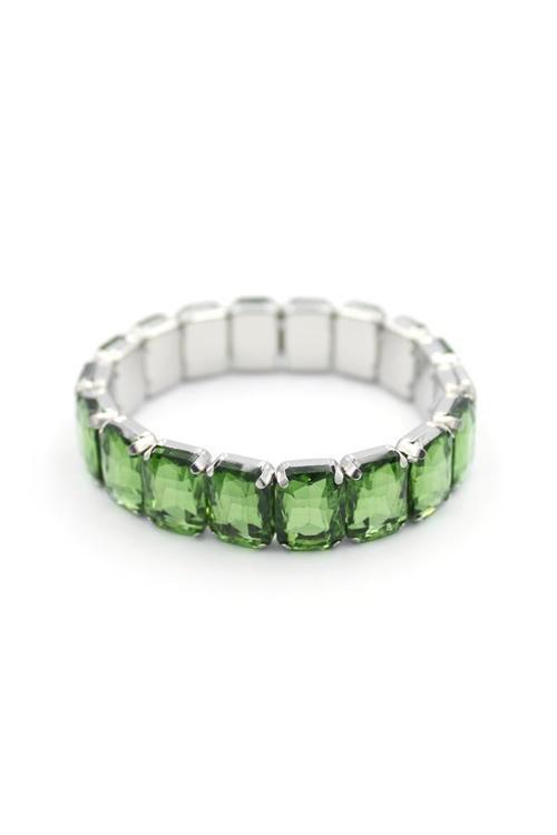 Lastikli Taşlı Bilezik - Yeşil