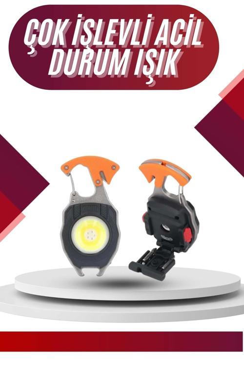 7 Modlu Mini Led Lamba Anahtarlık USB Şarjlı Kamp İçin Taşınabilir