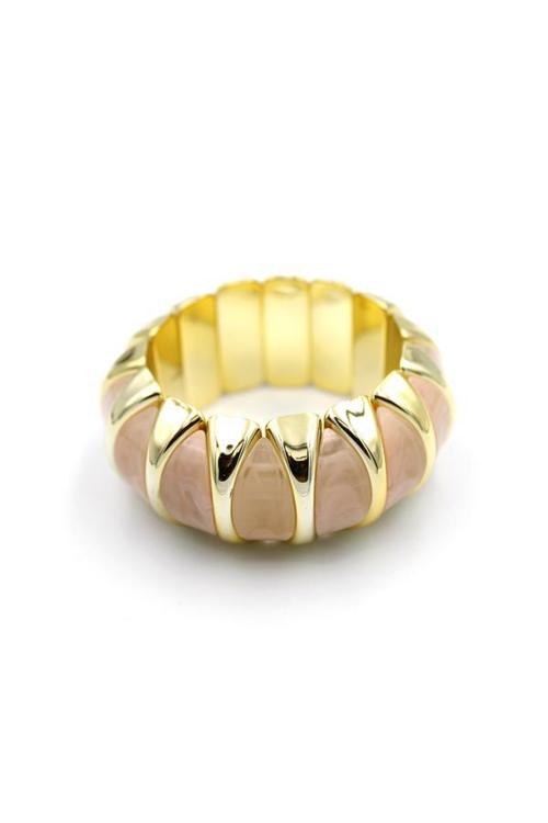 Lastikli Taşlı Bilezik - Pembe