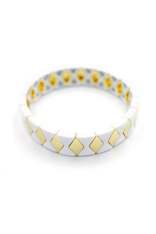 Lastikli Porselen Bilezik - Beyaz