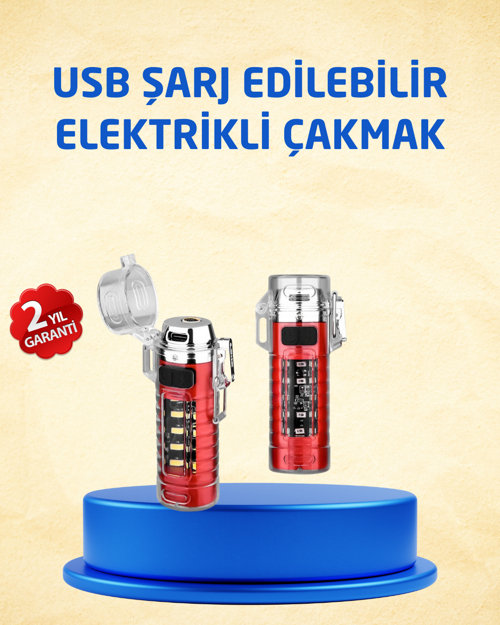 Tip C Şarjlı Dijital Ekranlı Çakmak ve El Feneri