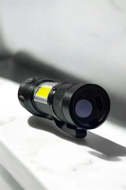 Şarjlı Metal Zoomlu El Feneri Işıldak Led Işık Taşınabilir El Lambası
