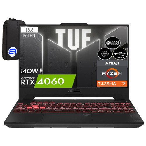 Tuf Gaming A15 FA507NVR-LP099 Ryzen 7-7435HS 16GB Ram 512GB SSD RTX4060 8gb 140W 15.6'' WIN11 Pro 144Hz + Elektropa