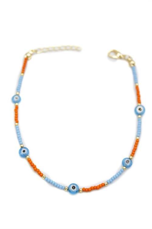 Nazar Boncuklu  Halhal - Mavi