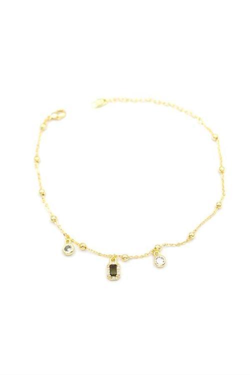 Renkli Taşlı Halhal - Siyah