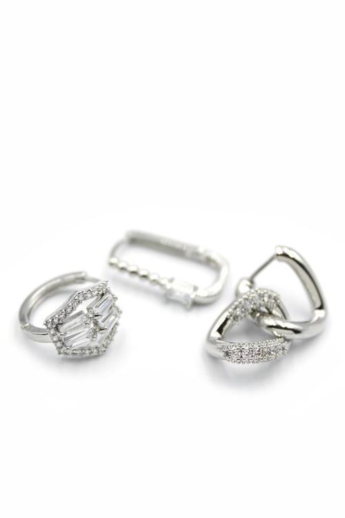 3'lü Halka Küpe - Gümüş