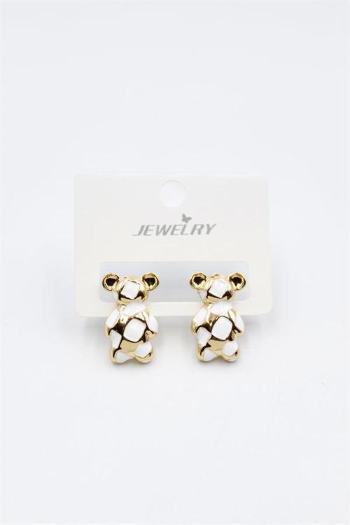 Mineli Ayıcık Küpe - Beyaz