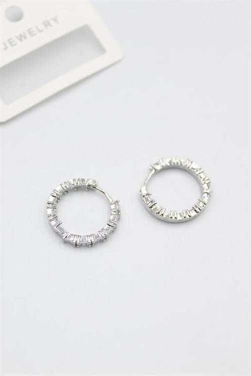 Baget Taşlı Küpe - Beyaz