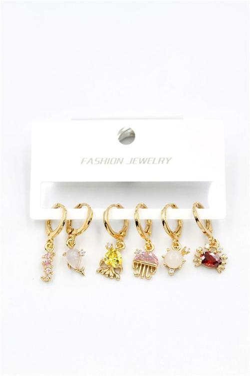 Taşlı Çoklu Küpe - Altın