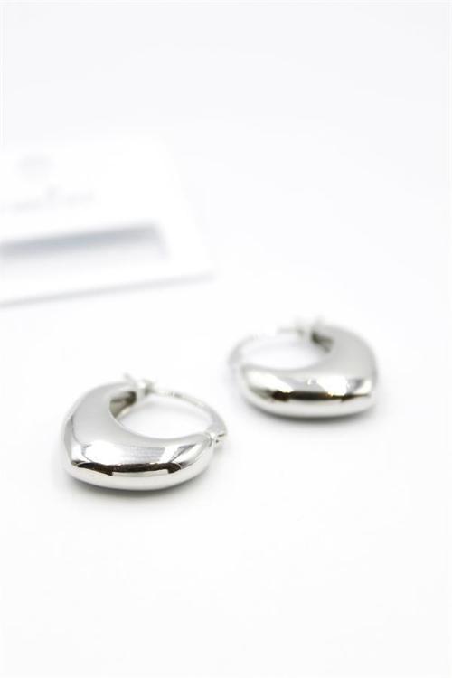 Oval Halka Küpe - Gümüş