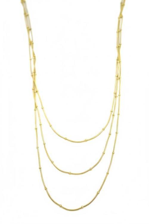 Top Boncuk Zincir Kolye - Altın