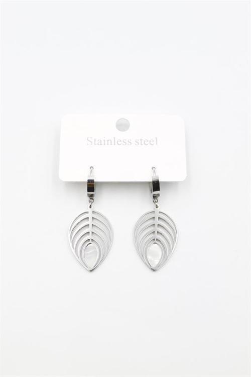 Sedef Yaprak Küpe - Gümüş