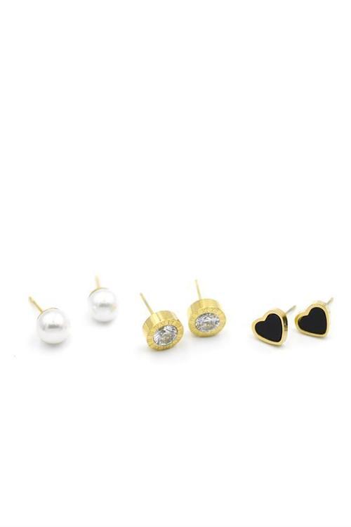 Çoklu Çelik Küpe - Altın