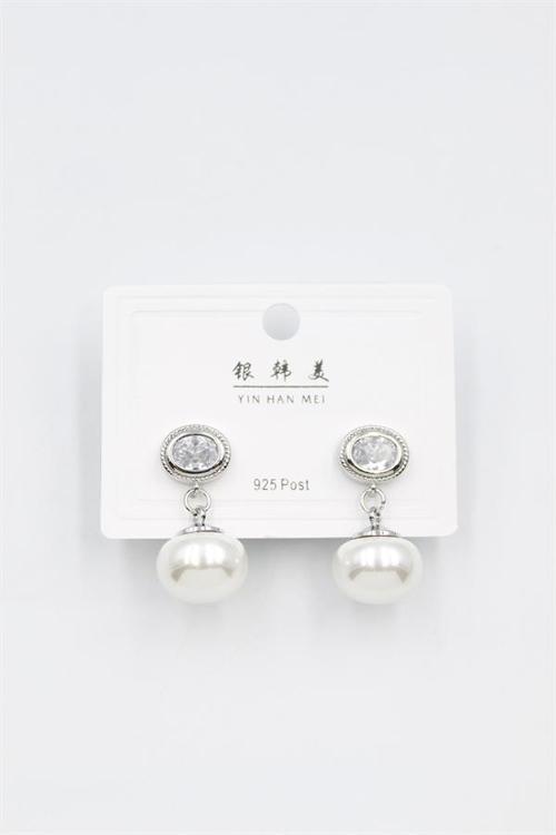 İncili Taşlı Küpe - Gümüş