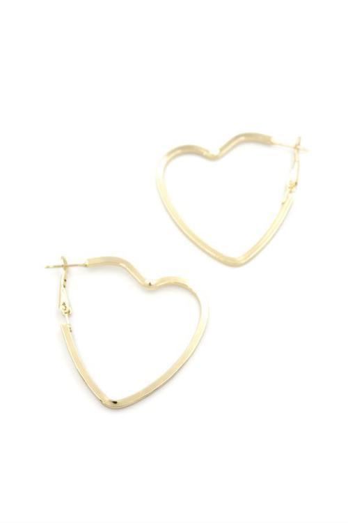 Kalp Halka Küpe - Altın