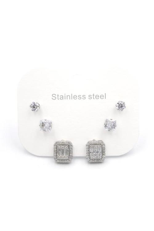 Çoklu Taşlı Küpe - Gümüş