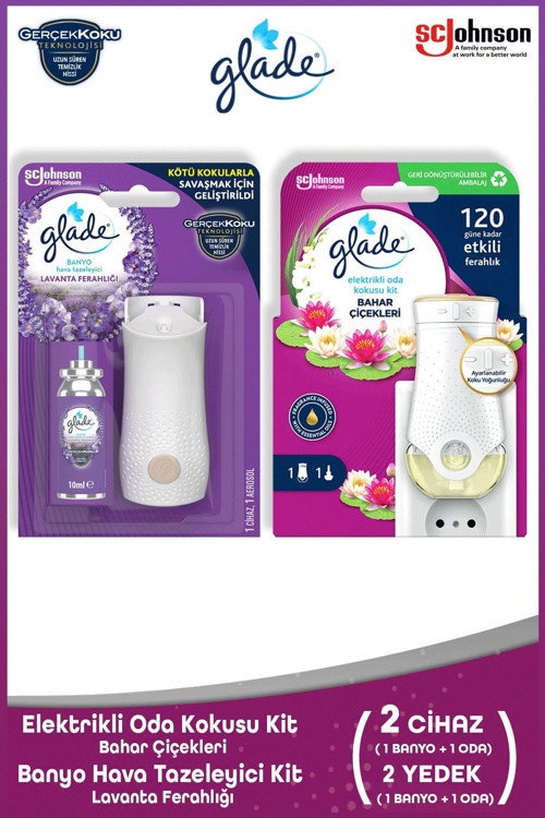 Elektrikli Oda Kokusu Kit Bahar Çiçekleri + Banyo Hava Tazeleyici & Yedek Lavanta Ferahlığı 10ml