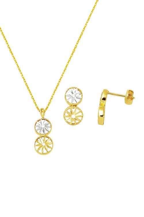 2 Renkli Yıldız 14 Ayar 2'Li Altın Set