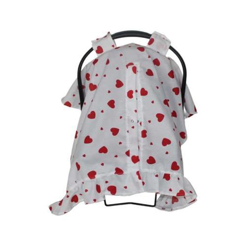 Bebek Puset Örtüsü Kalpli Puset Örtüsü Pamuklu Kumaş Fırfır Detay Çıt Çıtlı Puset Örtüsü