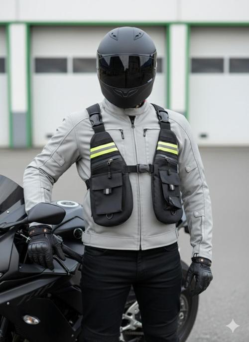 Motosiklet Ve Bisiklet Çok Cepli Yelek Tipli Göğüs Çanta Lüx Motor Çantası Yeni