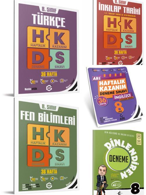 8.sınıf arı yayıncılık türkçe-fen-inkilap-ingilizce-dinlediren 5'li deneme