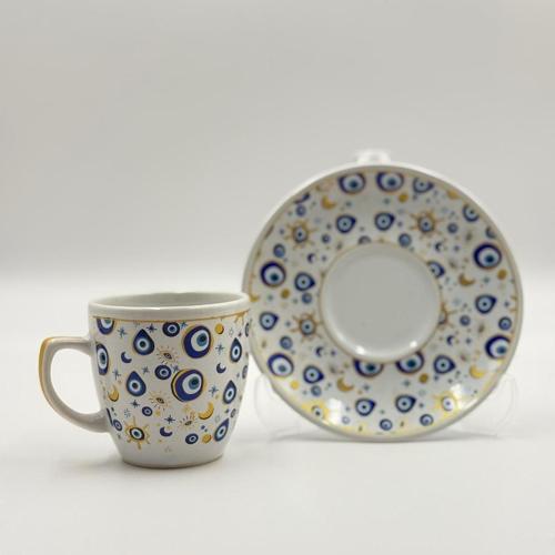 Nazar Boncuk Desenli 2 Kişilik Kahve Fincan Takımı