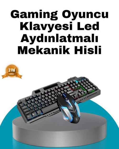 Mekanik Oyuncu Seti – LED Işıklandırma ve Ergonomik Mouse