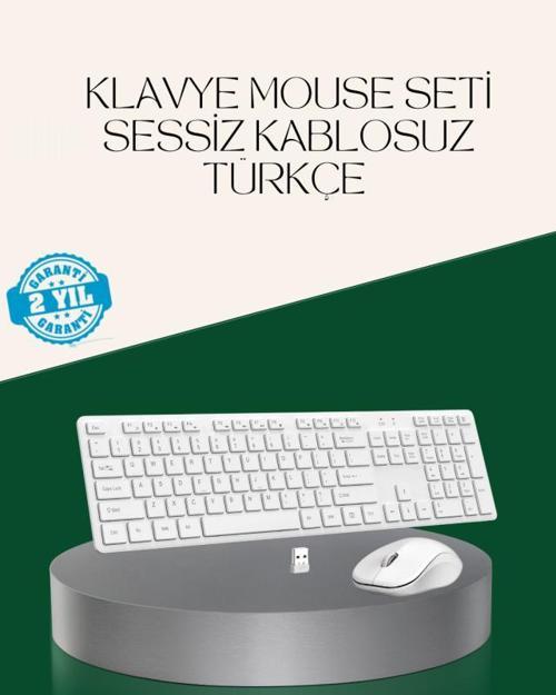Ergonomik Kablosuz Klavye Mouse Takımı - Tam Boy, Sessiz ve Güvenilir