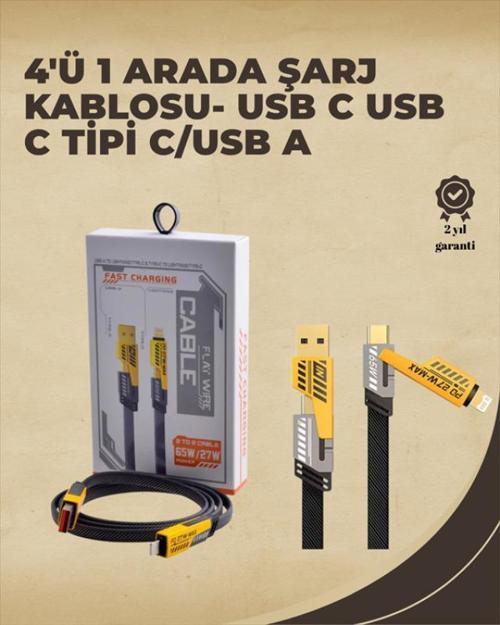 4'ü 1 Arada Metal Hızlı Veri Kablosu – 65W Güç, 27W iPhone Desteği, 480Mbps Aktarım