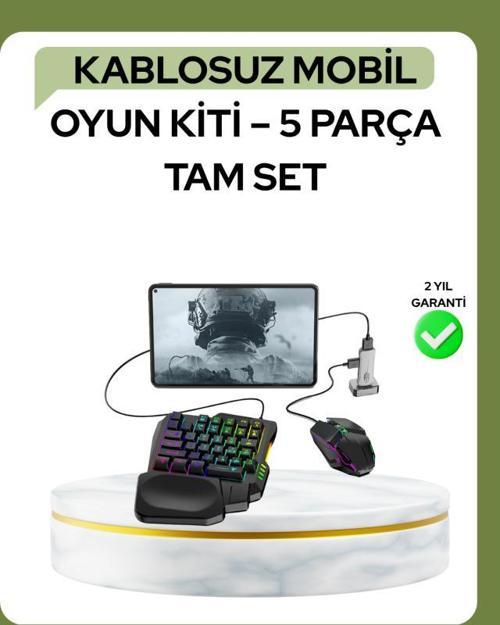 Mobil PUBG Oyuncuları İçin 5in1 Klavye Mouse Oyun Seti – BT5.3 Destekli