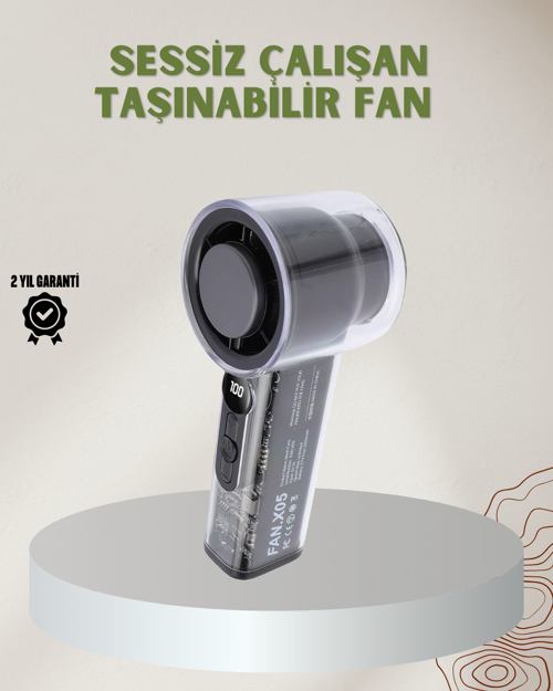 100 Kademeli Ayarlanabilir Mini Fan | Dijital Ekranlı Serinletici