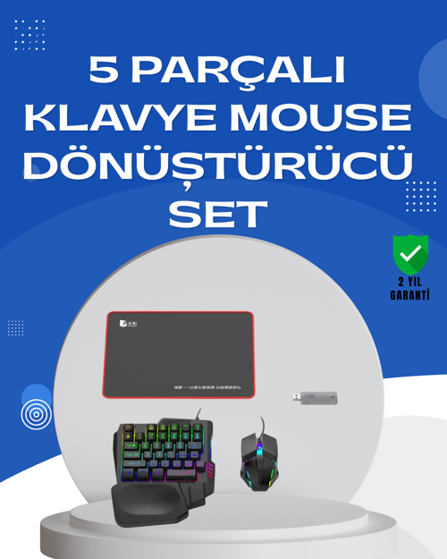 Profesyonel Mobil Oyun Seti | Yüksek DPI Mouse + Ergonomik Klavye
