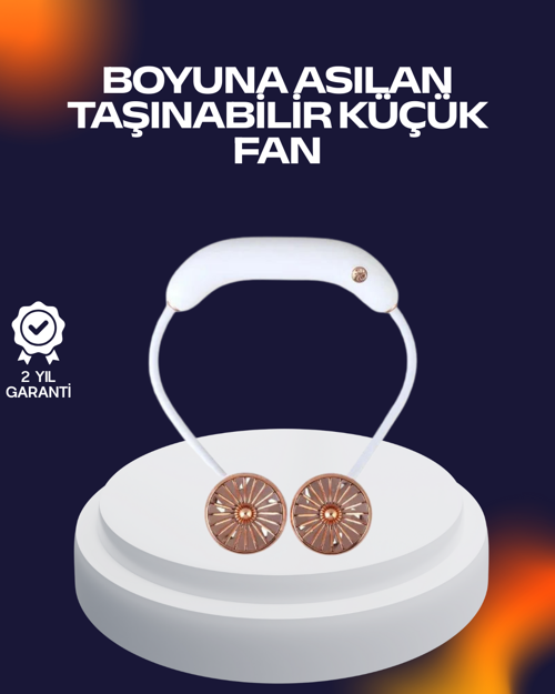 USB Şarjlı Katlanabilir Mini Boyun Fanı 1–3 Saat Kullanım