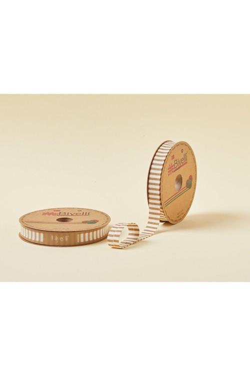 Biye Kalın Çizgili Katlı F13 Bej 2 cm 25 Metre %65 Koton %35 Polyester