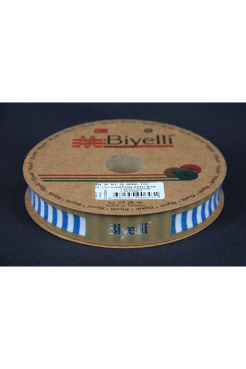 Biye Kalın Çizgili Katlı F08 Petrol 2 cm 25 Metre %65 Koton %35 Polyester