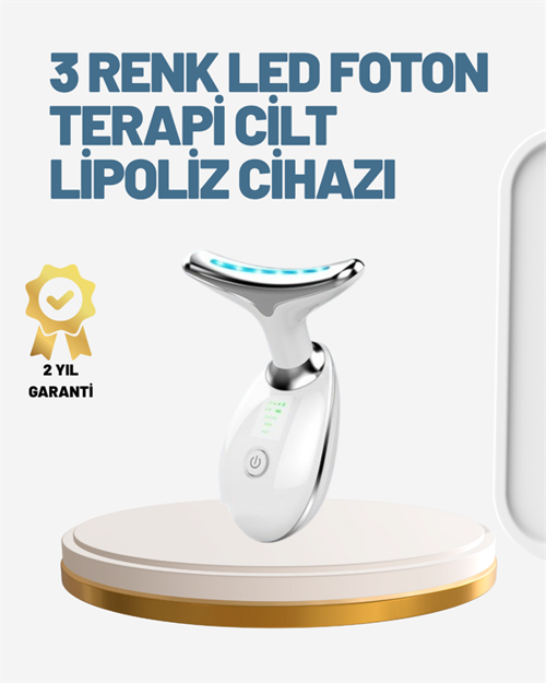 Cilt Yenileyici Şarjlı Güzellik Aleti – Pozitif/Negatif İyon, Titreşimli Masaj ve Kırmızı-Mavi-Yeşil Işıkla