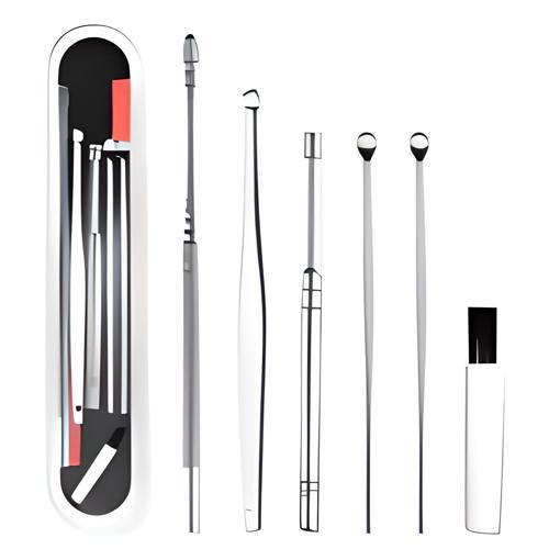 6 Parça Paslanmaz Çelik Kulak Balmumu Toplayıcı Çıkarıcı Temizleyici Bakımı Çubuk Seti