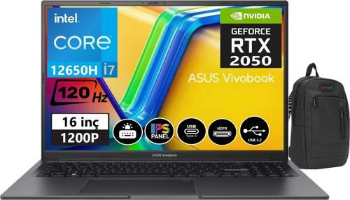 Vivobook 16X 12.Nesil Core i7 12650H 40gb 1tb SSD RTX2050 16 inç 120Hz" WIN11Pro WUXGA K3605ZF-N11610135+ZettaÇanta