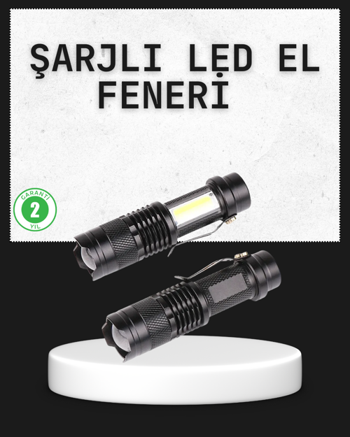 Odak Ayarlı 2000 Lümen Şarjlı LED El Feneri