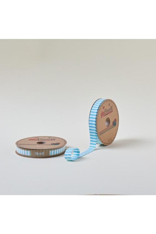 Biye Kalın Çizgili Katlı F09 Turkuaz 2 cm 25 Metre %65 Koton %35 Polyester