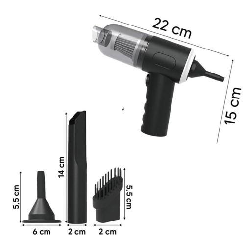 3in1 Araç İçi Kablosuz Şarjlı Mini El Süpürgesi Vakum ve Üfleme (5250)