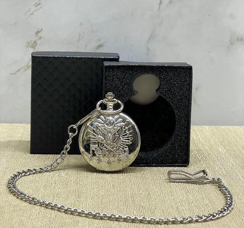Özel Kutulu Osmanlı Devlet Arması Gümüş Köstekli Saat 