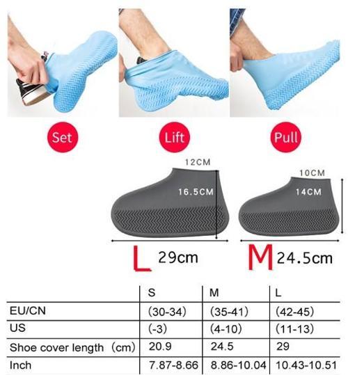 Silikon Ayakkabı Kılıfı Kaymaz Su Kir Geçirmez   M Beden Siyah (5250)