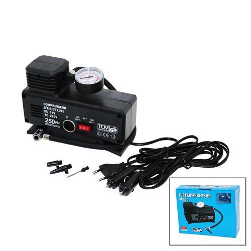 2IN1- FİŞLİ - OTO ÇAKMAKLIK TEK PİSTON KOMPRESÖR AC/DC - 12V-230V - 250PSI (5250)