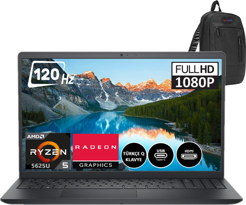 İNSPİRON 15 3525 Amd Ryzen 5 5625U 8gb 512gb SSD Windows 11 Pro 15.6" 120 Hz FHD 3525221U30+ZettaÇanta