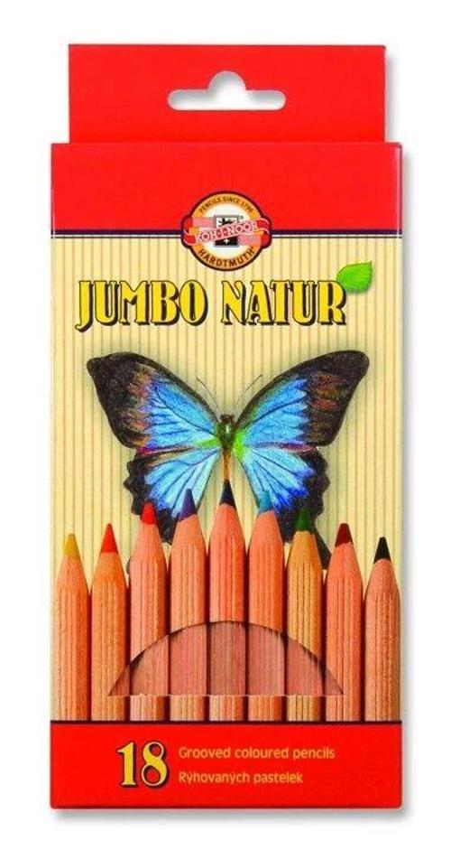 Jumbo Naturel Kalın Kuru Boya Kalemi Seti 18 Renk