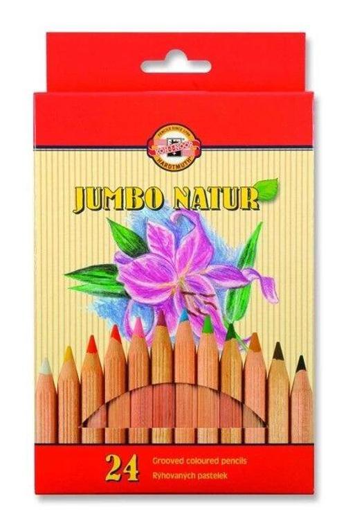 Jumbo Naturel Kalın Kuru Boya Kalemi Seti 24 Renk