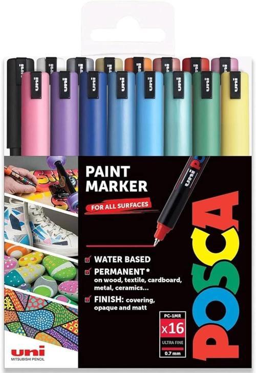 Posca PC-1MR 0.7 Su Bazlı Boyama Markörü Seti 16 RENK