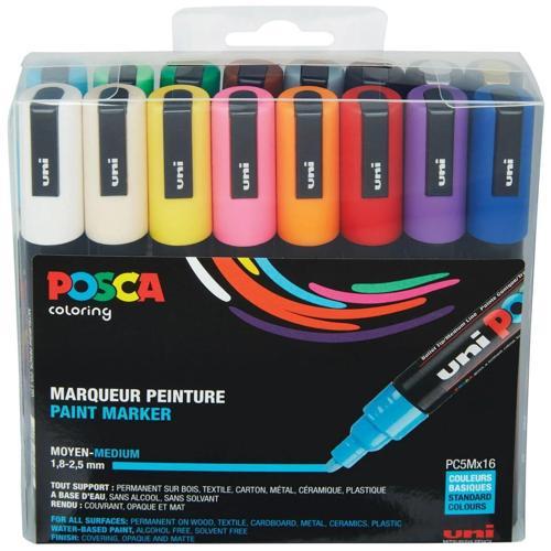 Posca PC-5M 1.8-2.5 Su Bazlı Boyama Markörü Seti 16 RENK