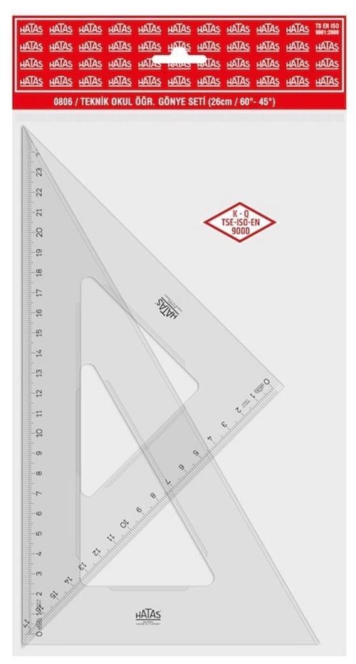 Teknik Okul Öğrenci Gönye Seti 26 cm. 30-60-90 ve 45-45-90